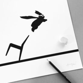 Ham seesawing Rabbit Illustration